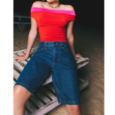 SC Denim Loose Fashion 5 Point Pants GDMY-FZ12125