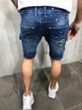 SC Men's Plus Size Print Holes Washed 5 Point Jean GDMY-1912