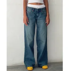 SC Solid Color Washed Wide Leg Jeans GDMY-12176