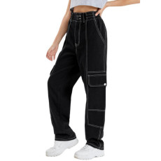 SC Solid Color Draped Loose High Waist Jeans GDMY-ZT008
