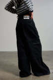 SC Washed Zipper Multi-pockets Wide Leg Jeans GDMY-222