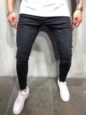 SC Men's Fashion Letter Print Patchwork Holes Jeans GDMY-803