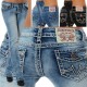 SC High-waisted Embroidered Straight Jeans GDMY-8081