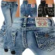 SC High-waisted Embroidered Straight Jeans GDMY-8081