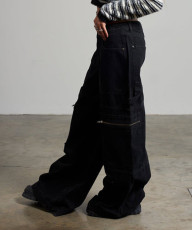 SC Washed Zipper Multi-pockets Wide Leg Jeans GDMY-222