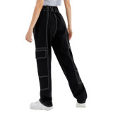 SC Solid Color Draped Loose High Waist Jeans GDMY-ZT008