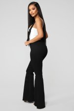 SC Fashion Solid Color Denim Flare Back Pants GDMY-LF003