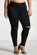 SC Plus Size Fashion Black Holes Pencil Jeans GDMY-101