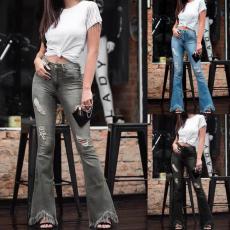 SC High Waist Holes Slim Micro Flare Jeans GDMY-LF006