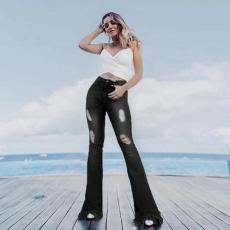 SC High Waist Holes Slim Micro Flare Jeans GDMY-LF006