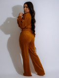 SC Long Sleeve Lapel Zipper Two Piece Pants Set SFY-TW575