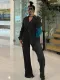SC Deep V Neck Long Sleeve Shirt Pants Two Piece Set MIL-T092