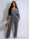 SC Long Sleeve Lapel Zipper Two Piece Pants Set SFY-TW575