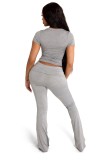 SC Casual Solid Color Short Sleeve Two Piece Pants Set YD-8816