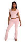 SC Casual Solid Color Short Sleeve Two Piece Pants Set YD-8816
