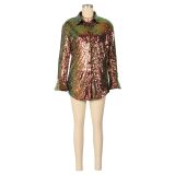 SC Long Sleeve Sequin Shirt Coats AIL-AL293