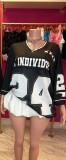 SC Pre Order: About 7 work days shipping Letter Print Long Sleeve V Neck T Shirt YUEM-Y220203