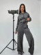 SC Solid Color Long Sleeve Hooded Two Piece Pants Set MIL-T083