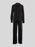 SC Deep V Neck Long Sleeve Shirt Pants Two Piece Set MIL-T092