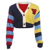 SC Pre Order: About 7 work days shipping Casual Colorful Letter Knit Short Long Sleeve Tops YUEM-Y220205