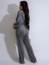 SC Long Sleeve Lapel Zipper Two Piece Pants Set SFY-TW575