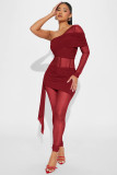 SC Single Shoulder Long Sleeve Patchwork Jumpsuit GXYF-H0417