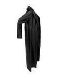 SC Lapel Button Warm Long Leather Coat LSD-LD2271