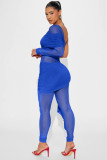 SC Single Shoulder Long Sleeve Patchwork Jumpsuit GXYF-H0417