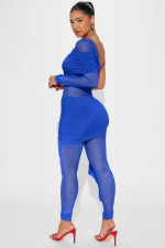 SC Single Shoulder Long Sleeve Patchwork Jumpsuit GXYF-H0417