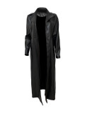 SC Lapel Button Warm Long Leather Coat LSD-LD2271