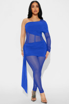 SC Single Shoulder Long Sleeve Patchwork Jumpsuit GXYF-H0417