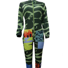 SC Fashion Color Block Zipper Jumpsuit LSD-LD8209
