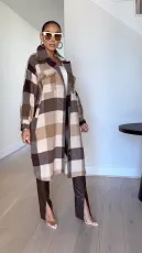 SC Plaid Print Long Sleeve Long Shirt Coats LSD-2264
