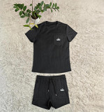 SC Black Embroidered Short Sleeve Shorts Set GKLZ-J5005
