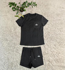 SC Black Embroidered Short Sleeve Shorts Set GKLZ-J5005