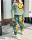 SC Thickened Tie-dye Smiley Face Print Loose 2 Piece Set SXF-A1009