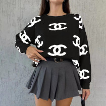 SC Sweater Round Neck Long Sleeve Short Top QKYF-71563