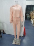 SC Long Sleeve Solid Color Sweater Two PIece Pants Set GBLH-3119#