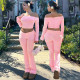 SC One Shoudler Tops And Flare Pants 2 Piece Set SFY-TW588