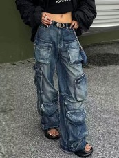 SC Plus Size Fashion Washed Multi-pockets Jeans GQLF-9980