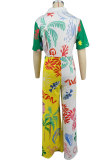 SC Print Color Block Wide Leg Jumpsuit XHXF-8707