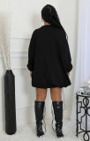 SC Solid Color Long Sleeve Loose Mini Dress XHXF-435
