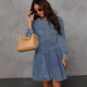 SC Fashion Patchwork Denim Midi Dress GYAN-750