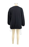 SC Solid Color Long Sleeve Loose Mini Dress XHXF-435