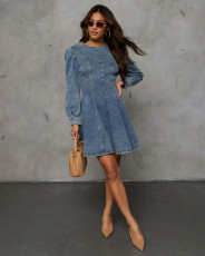 SC Fashion Patchwork Denim Midi Dress GYAN-750