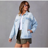SC Light Blue Long Sleeve Denim Jackets GKNF-TSQ-158