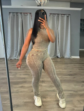 SC Sleeveless Slim Tank Tops Two Piece Pants Set GYZY-8933