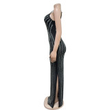 SC Solid Color Sling Hot Drill Maxi Dress GOSD-OS7031
