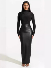 SC Fashion Zipper Slim PU Leather Skirt QOUY-M6008