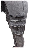 SC Fashion Denim Long Sleeve Belt Jumpsuit MEM-MZ88601
